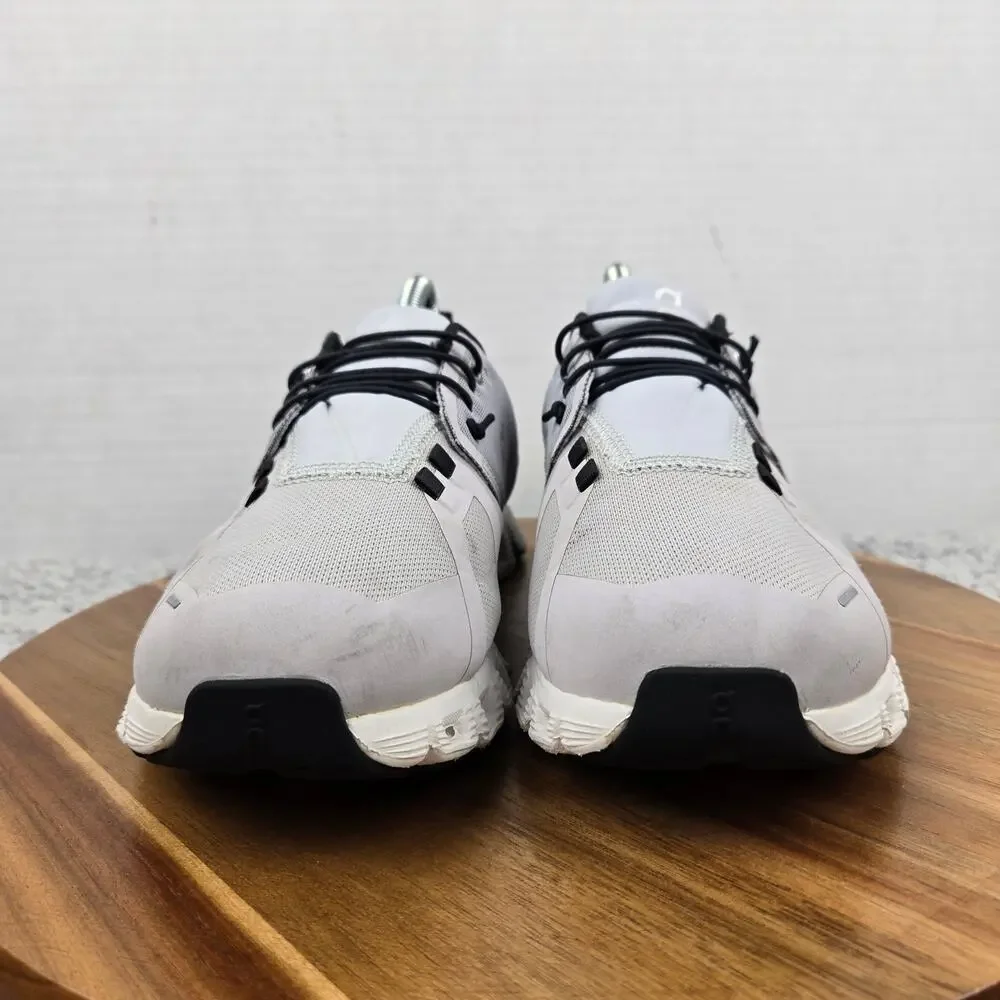 On Womens 7.5 Cloud 5 Waterproof Glacier Gray White Athletic Gym Running Shoe